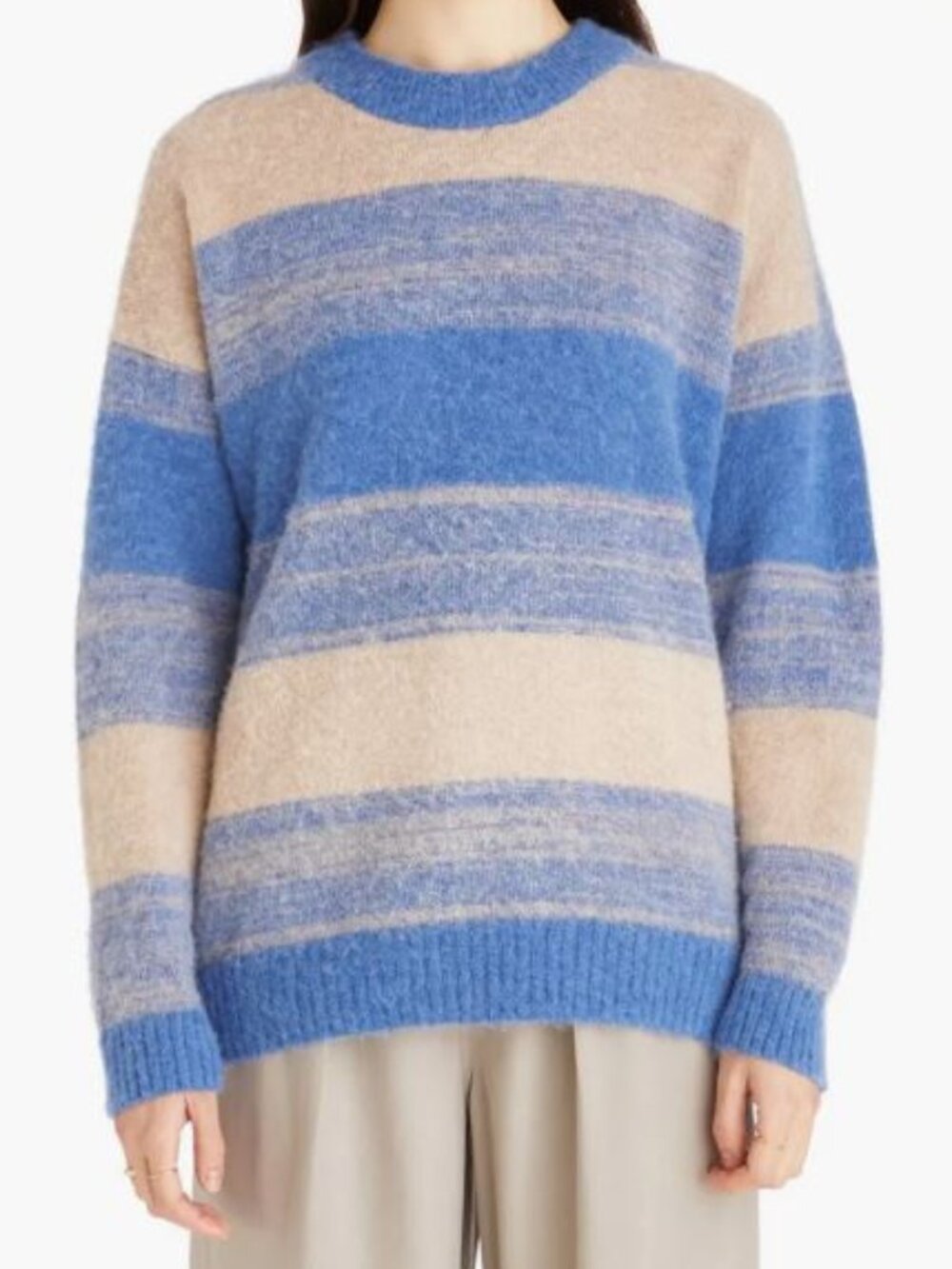 Madewell Otis Space Dye Pullover Sweater Size XXS Blue Cream Stripes Alpaca Wool